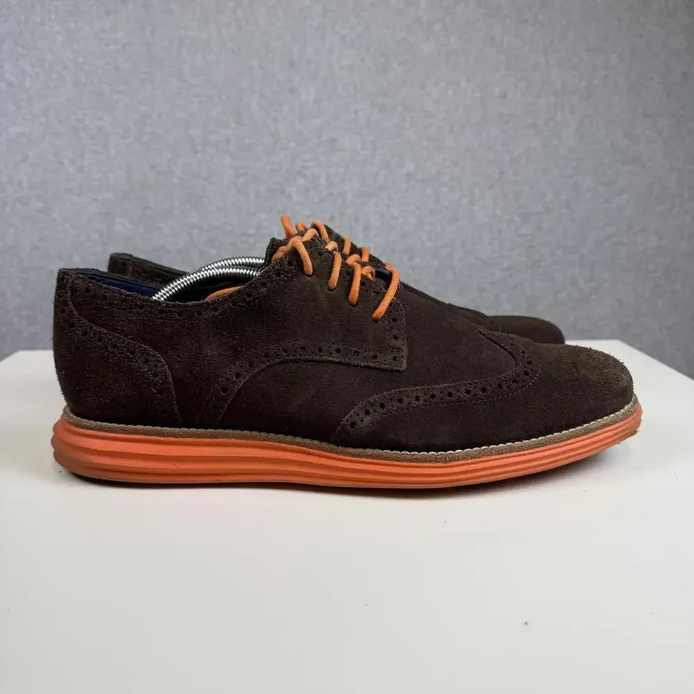 Cole Haan Lunargrand Suede Oxford Shoes Grand OS Brown Orange Men’s Size 11